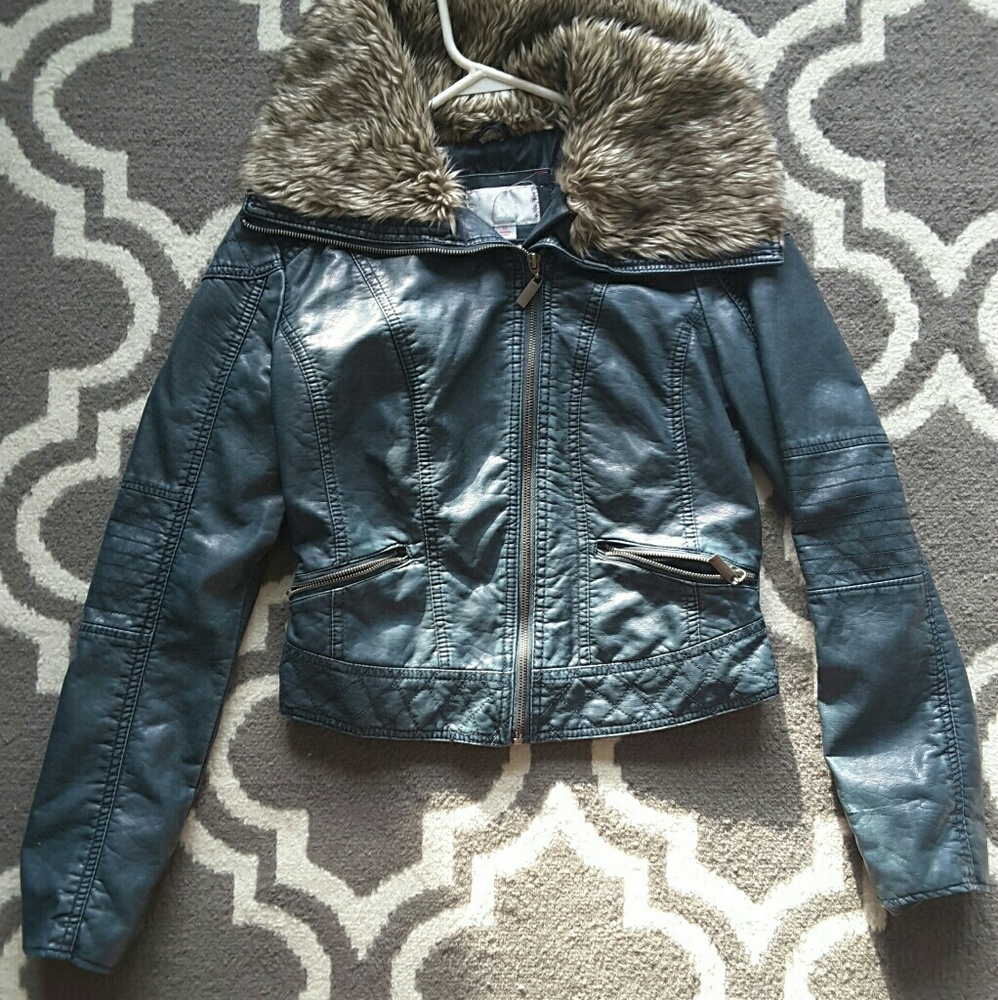 Medium distressed blue jacket